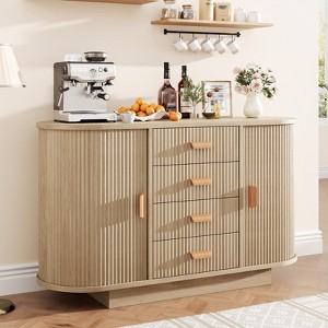 47" Sideboard Buffet Cabinet, Wooden Coffee Bar Cabinet with 4 Drawers & Sliding Doors, Entryway Console Table, Accent Storage Cabinet - 1 of 4