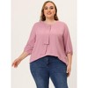 Agnes Orinda Women's Plus Size Stylish Tie Neck 3/4 Ruffle Sleeves Work Office Blouses - 3 of 4