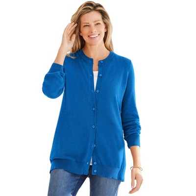 Woman Within Plus Size Perfect Long-Sleeve Cardigan