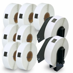 BETCKEY - Compatible File Folder Labels Replacement for Brother Use with Brother QL Label Printers 10 Rolls/3000 Labels + 2 Reusable Holder Frames - 1 of 4