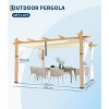 TROPOW  Outdoor Aluminum Pergola, Heavy-Duty Woodgrain Patio Pergola with Retractable Canopy Sun Shade & Side Mesh Curtain, Metal Gazebo - 3 of 4