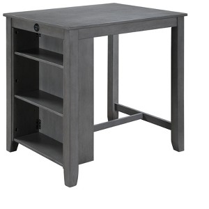 Vynxaria Graham 36" Gray Finish Small Space Counter Height Dining Table with USB Charging Ports and Shelves - 1 of 4