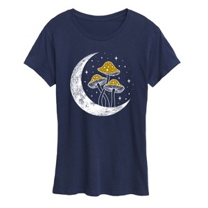 Women's - Instant Message - Crescent Moon With Mushrooms Short Sleeve Graphic T-Shirt - 1 of 4
