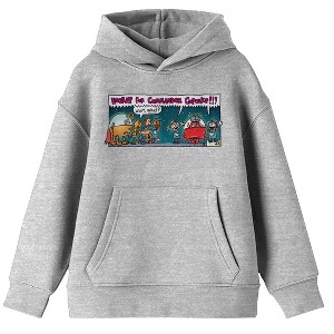 Dog Man Hooray For Commander Cupcake Youth Athletic Heather Long Sleeve Hooded Sweatshirt - 1 of 2