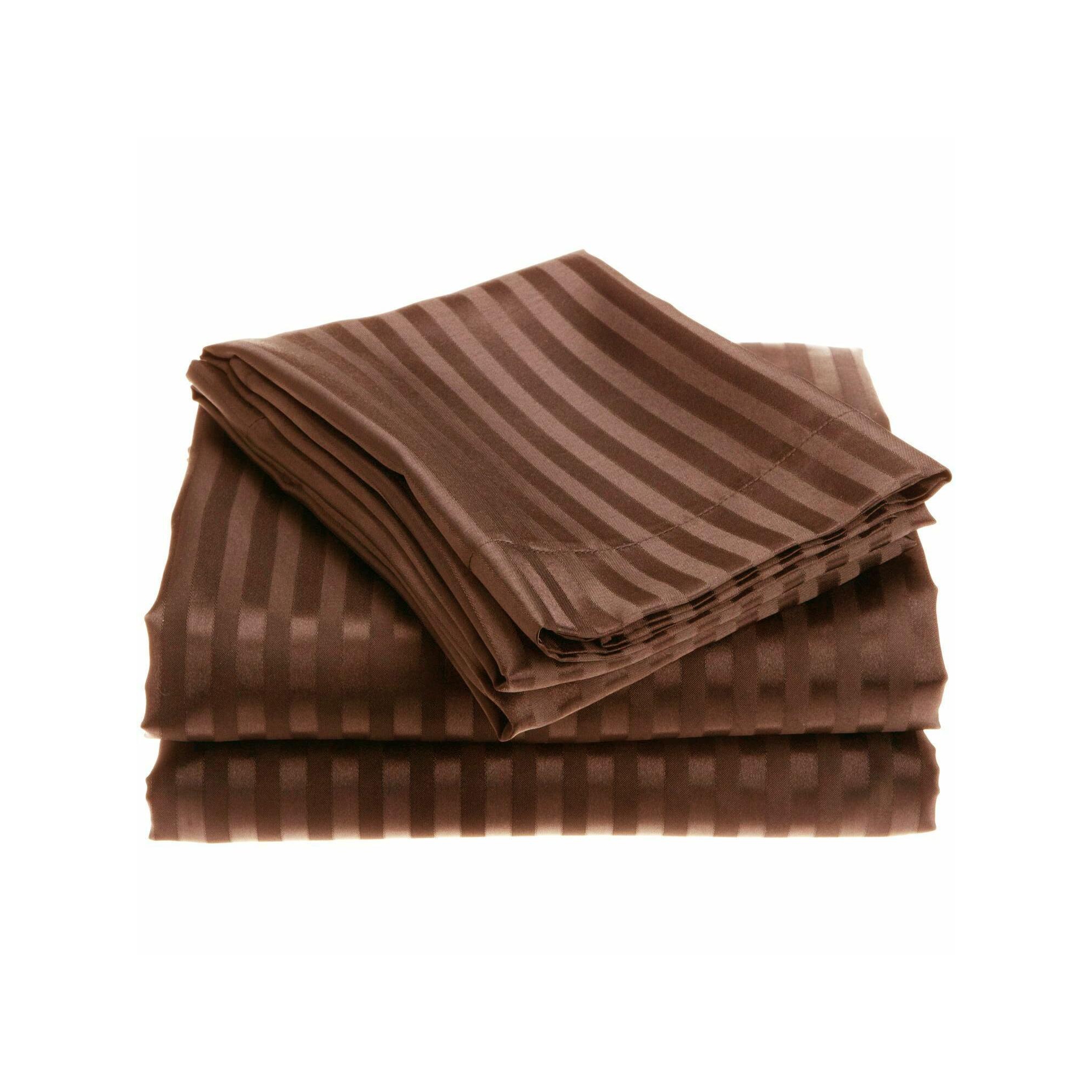 4-piece Striped Bed Sheet Sets Queen - Chocolate