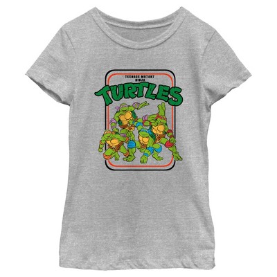 Girl's Teenage Mutant Ninja Turtles Retro Card Frame Logo T-shirt : Target