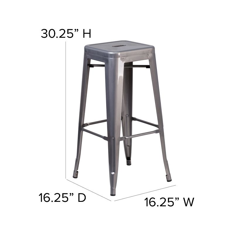 Merrick Lane Backless 30" Bar Height Dining Stool with Clear Coated Metal Frame for Indoor Use, 6 of 10