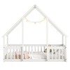CAVINAS Twin/Full Size House-Style Bed Frame with Fence Guardrails,Modern Floor Bed for Kids Room,Bedroom - 4 of 4