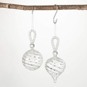 7"H and 6.25"H Sullivans Crystal Glass Swirl Ornaments - Set of 2  Clear Christmas Ornaments - 1 of 2
