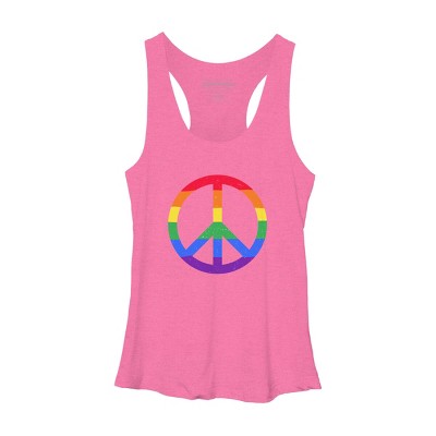 Adult Design By Humans Rainbow Pride and Peace Sign By JuanMedina Racerback Tank Top