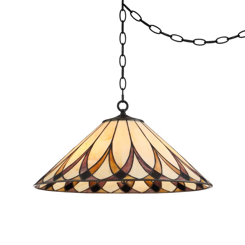Robert Louis Tiffany Bronze Pendant Chandelier 19 3/4" Wide Farmhouse Rustic Art Glass Shade 3-Light Fixture for Dining Room Living Kitchen Island, 3 of 9