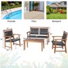 Tangkula 4PCS Patio Rattan Furniture Set Cushioned Loveseat & Table Set w/Acacia Wood Frame - 3 of 4