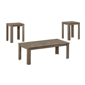 Monarch Specialties Table Set 3Pcs Set Coffee End Side Accent Living Room Laminate Brown Transitional - 1 of 4