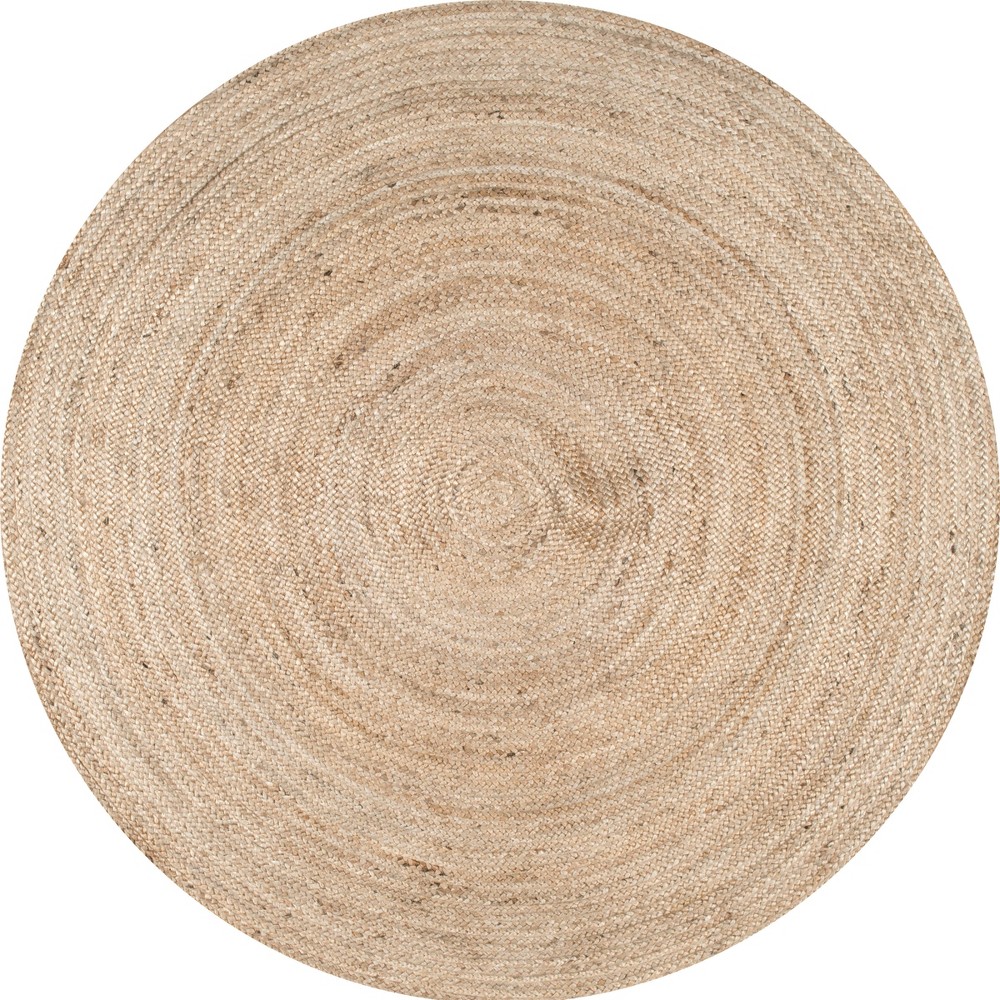 10' Round Hand Woven Rigo Jute Area Rug Natural - nuLOOM