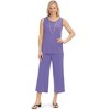 Collections Etc Solid Stretch Knit Elasticized Waist Carpi Pants - 3 of 4