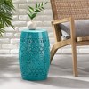 Modern Side Table, Multi-function Patio End Table, Unique Metal Barrel Shaped Accent Table - 3 of 4
