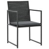 vidaXL 7-Piece Outdoor Dining Set - Patio Furniture with Cushions, Poly Rattan, Black, with Powder-Coated Steel Frame, Table and 6 Chairs. - 3 of 4