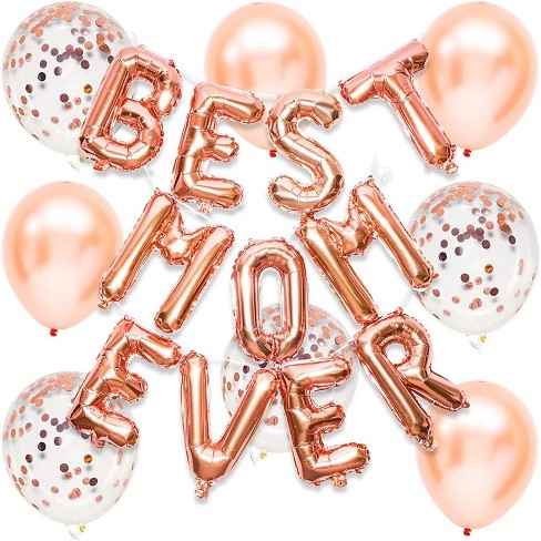 Sparkle And Bash 31 Pieces Best Mom Ever Foil Balloon Set For Mother S Day Confetti Balloons Rose Gold Target