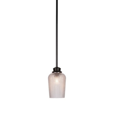 Toltec Lighting Cordova 1 - Light Pendant in  Matte Black with 5" Clear Textured Shade
