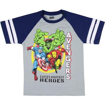 Marvel Avengers Boys' Hulk Iron Man Captain America Jersey T-Shirt Tee