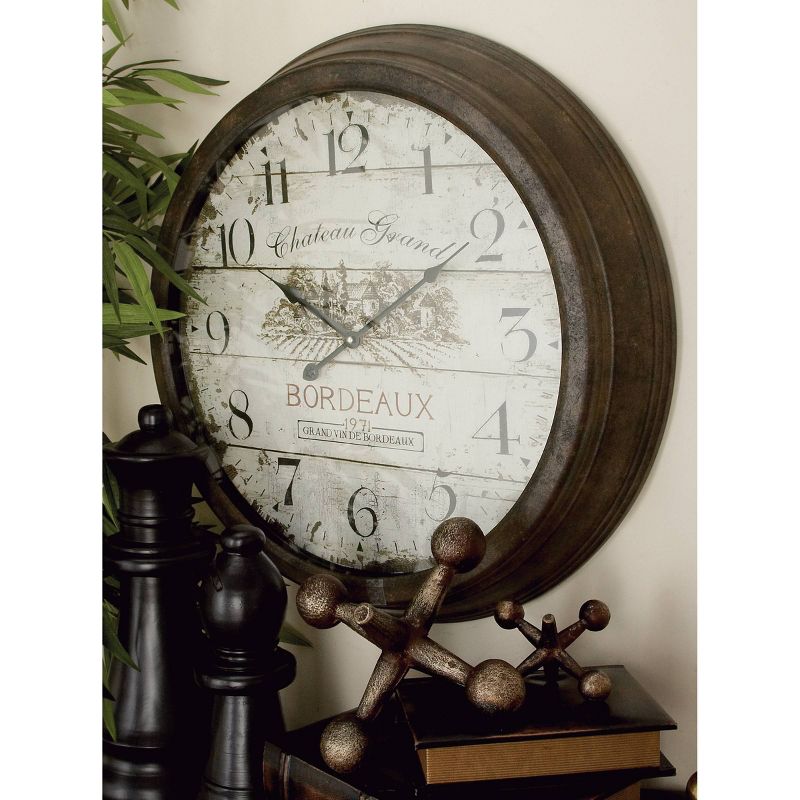 Metal Wall Clock with Bordeaux Brown - Olivia & May, 2 of 19