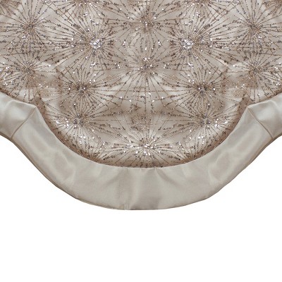 48-Inch Rose Gold Sequin and Glitter Satin Christmas Tree Skirt