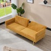 79'' Corduroy Foldable Double Sofa Bed with Folding Armrests for Living Room and Small Spaces - 4 of 4