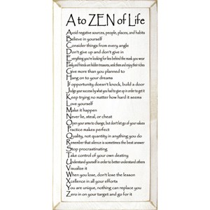 Slickblue Rustic Wall Sign – A to ZEN of Life Quote – Mindfulness & Motivation Wood Decor – 9x18 Inches, Color Options - 1 of 3