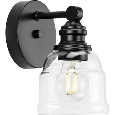Progress Lighting Ambrose 1-Light Wall Sconce, Matte Black, Clear Glass Shade