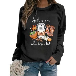 Plus Size Fall Sweatshirt Just A Girl Who Loves Fall Sweatshirts with Crew Neck Long Sleeve Funny Sayings Pullover Halloween Plus Size Shirts - 1 of 4