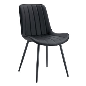 Vynxaria Black PU Dining Chair Set of Four with Ergonomic Design - 1 of 4