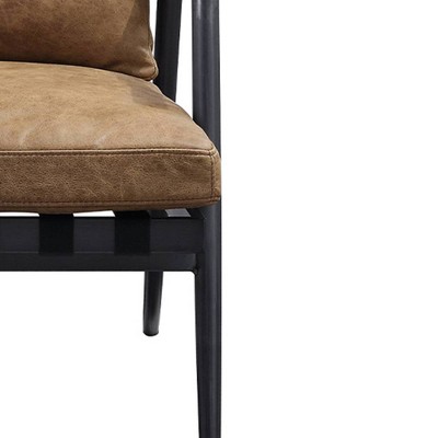 Anzan Chestnut Leather and Matte Iron Accent Chair