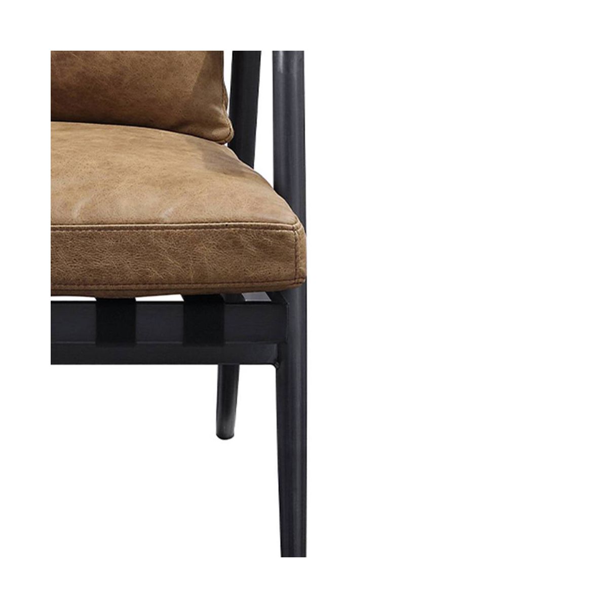 Acme Furniture 26" Anzan Accent Chair Berham Chestnut Top Grain Leather/Matt Iron Finish: No Assembly, Metal Frame, Dry Dust Care - thumbnail 9