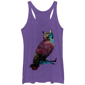 Women's Lost Gods Space Owl Racerback Tank Top - 1 of 3