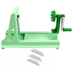 Vollum Turning Vegetable Spiral Slicer with 1 Straight-Edged Blade and 3 Serrated Blades - Green