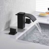 Sumerain Widespread Waterfall Matte Black Bathroom Faucet 3 Hole 2 Handle 8 Inch Vanity Sink Faucet - 3 of 4