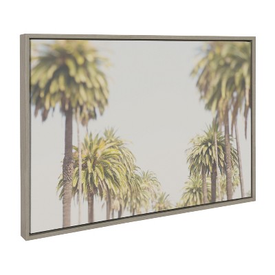 Gray Framed LA California Palm Trees Canvas Art, 23x33