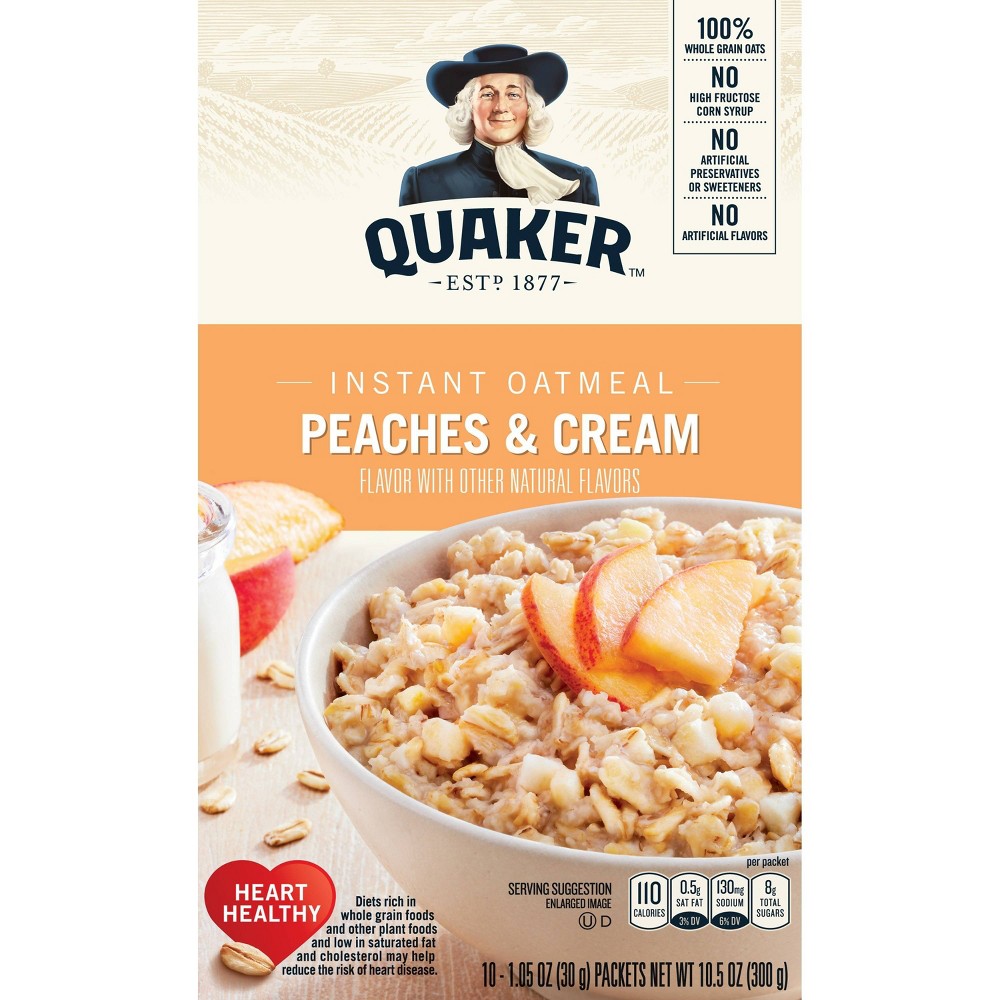 UPC 030000018002 product image for Quaker Peaches & Cream Instant Oatmeal - 10ct | upcitemdb.com