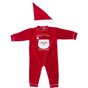 Just Love Christmas Coverall for Baby & Infant with Matching Santa Hat - 1 of 2