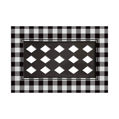Evergreen Black and White Buffalo Check Flocked Sassafras Indoor Outdoor Switch Doormat Tray