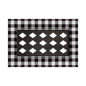 Evergreen Black and White Buffalo Check Flocked Sassafras Indoor Outdoor Switch Doormat Tray - 1 of 1