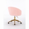 Vynxaria Modern Accent Chair with Golden Base for Vanity or Office - White/Black/Pink - 4 of 4