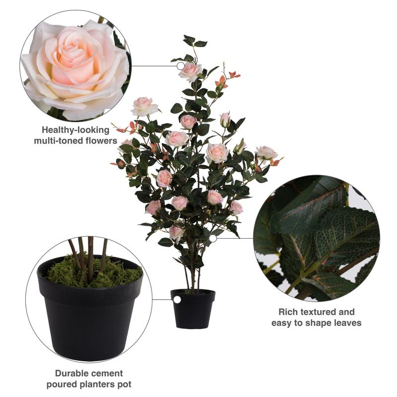 Vickerman 45" Artificial Rose Plant in Pot, 5 of 7