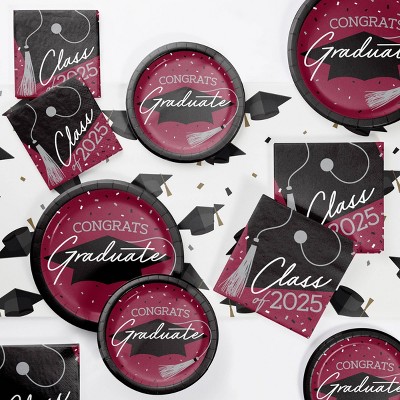 Creative Converting 2025 Graduate School Spirit Burgundy Tableware Kit 18ct