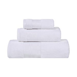 100% Cotton Medium Weight Geometric Border 3 Piece Assorted Bathroom Towel Set by Blue Nile Mills - 1 of 4