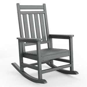 Outdoor Adirondack Rocking Chair - All-Weather HDPE Fire Pit Chair with Wide Backrest, 380LB Capacity - Patio, Garden, Backyard & Lawn - 1 of 4