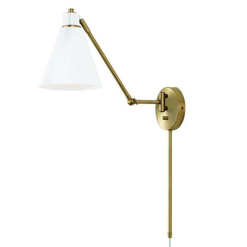 Capital Lighting Bradley 1 - Light Swing Arm Lamp in  Aged Brass/White, 1 of 2