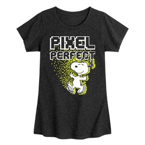 Girls' - Peanuts - Pixel Perfect Fitted Short Sleeve Graphic T-Shirt - 1 of 4