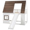 YOOCOZZ Kids’ House Bunk Bed with Ladder and Slide, Roof and 2 Windows, Twin Over Twin Size - Brown+White - 4 of 4