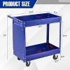 2 Tier Metal Utility Cart,330 Lbs Metal Heavy Duty Collapsible Utility Cart On Wheels,for Mechanic, Garage,Workshop, Warehouse & Repair Shop，Blue - 2 of 4